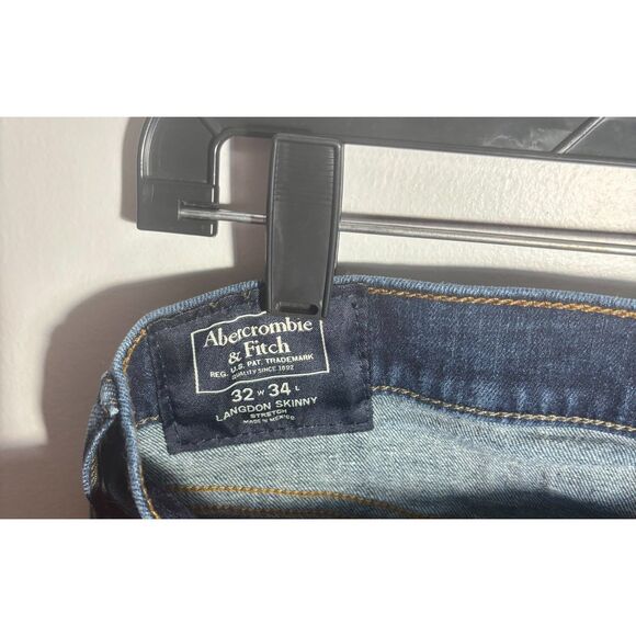 Abercrombie & Fitch Langdon Skinny Jeans Men’s 32x34 Dark Wash Stretch Denim - Picture 3 of 4